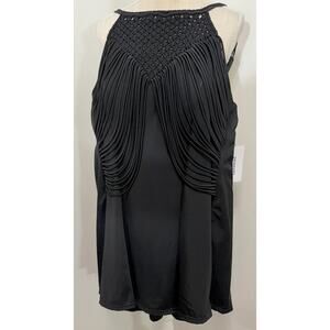 Swimsuits For All SWIMSUIT Boho Coastal Black Macrame One Piece Plus Size 22 NWT